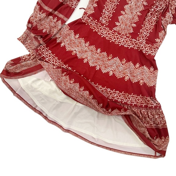 NEW Hale Bob Women's Grazia Jersey Mini Dress Red Print Belted Balloon Sleeve M - Picture 6 of 9